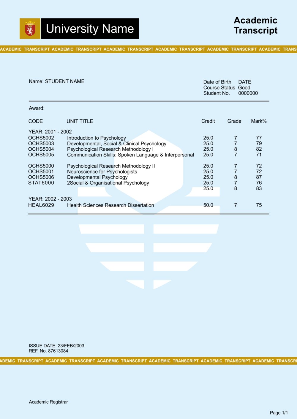 How to make transcript of records picture