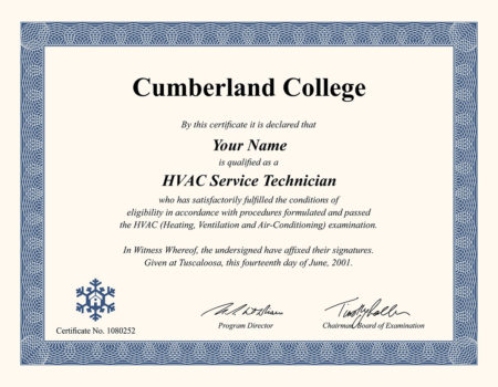 fake HVAC certificate